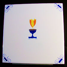 carreaux au design Pot multi couleur de la fleur Avec Motif historique Rams Horn en coin bleu royal
